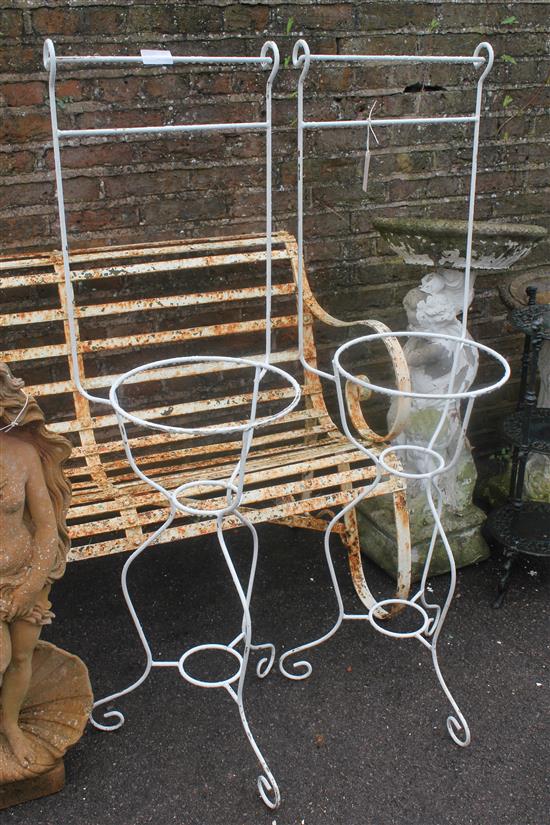 Pair of white wire washstands